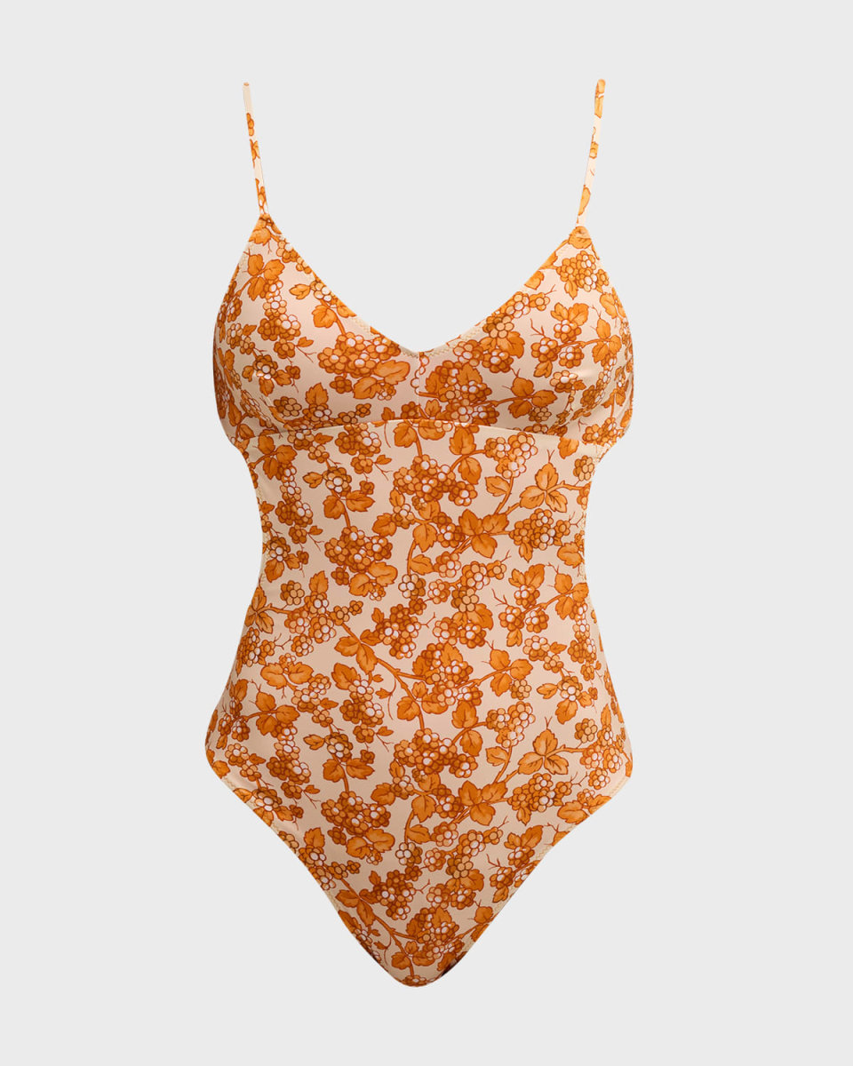Vine-Print One-Piece Swimsuit